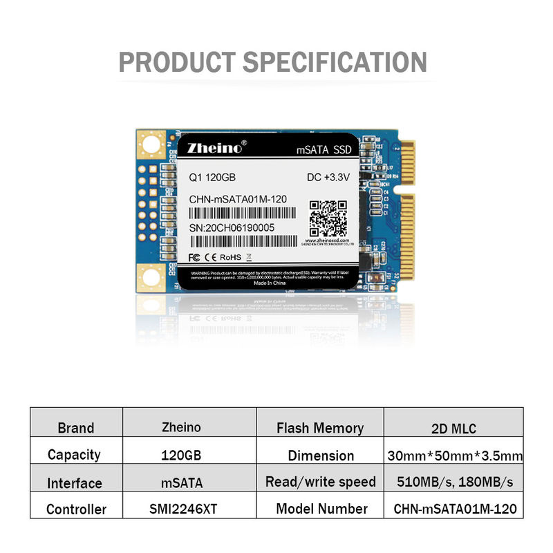 High Speed Q1 Internal SSD mSATA 120G MLC For PC Notebooks 3.3V