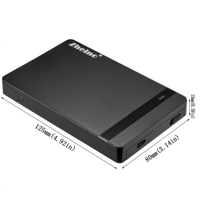 Black 2.5 External Hard Drive Enclosure Plastic USB 3.1 Type C SATA III